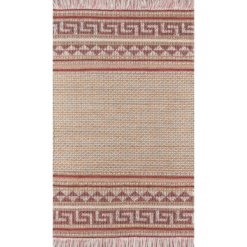 Tapis beige / rose tissé à la main Esme, Rectangle 6 pi x 9 pi