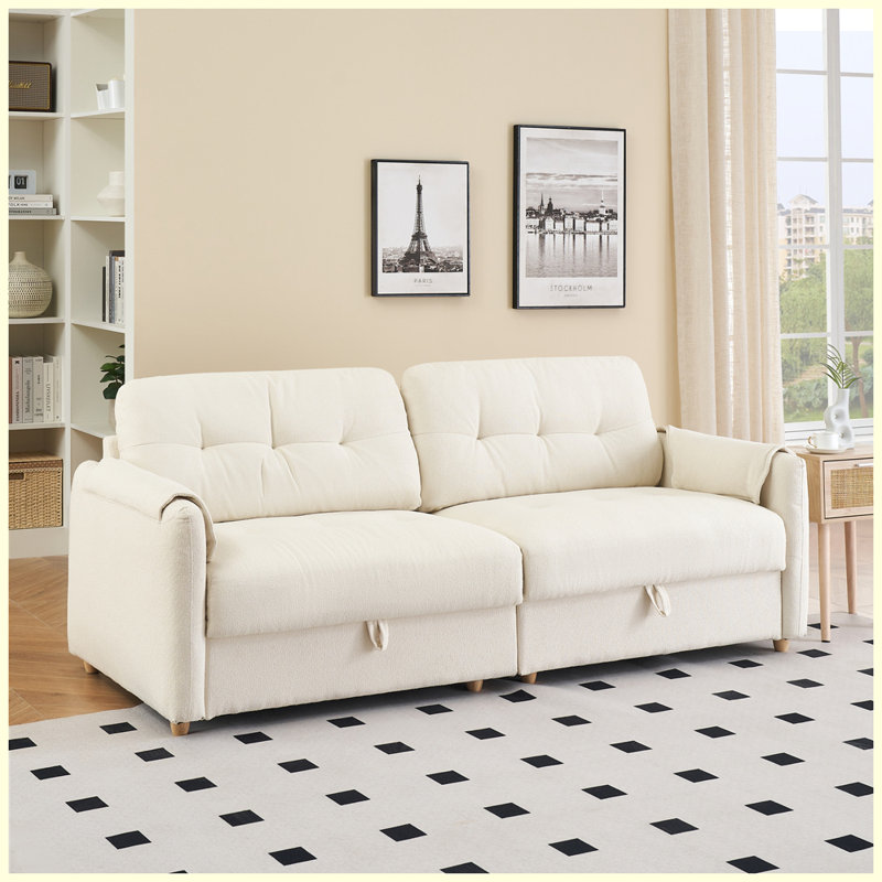 Canapé moderne avec de longs pieds coniques en métal, Beige