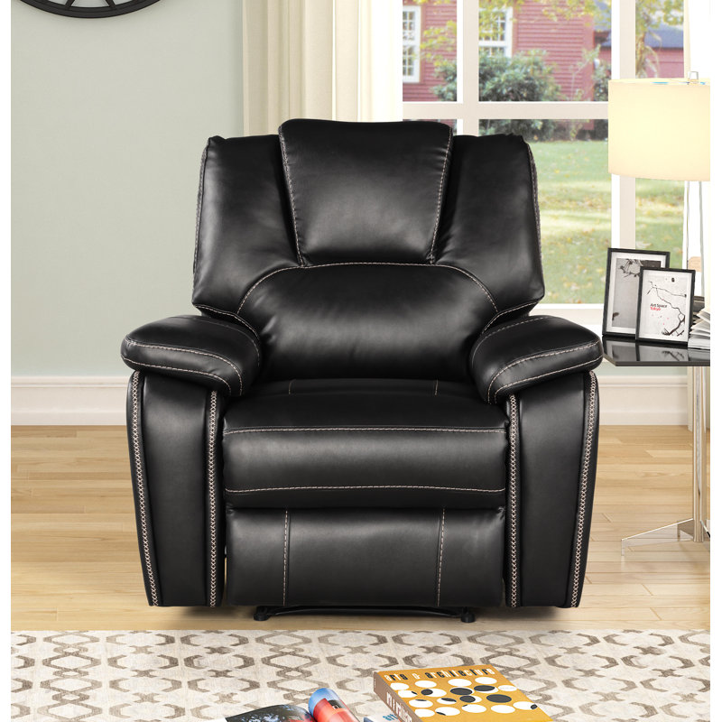 Black Breathable Air Leather Reclining Chair, Manual