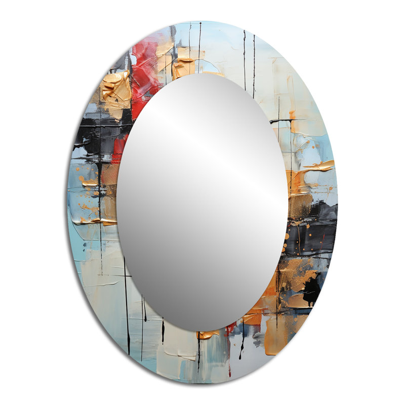 Collage Serenade II - Modern Oval Wall Mirror, 40" x 30"