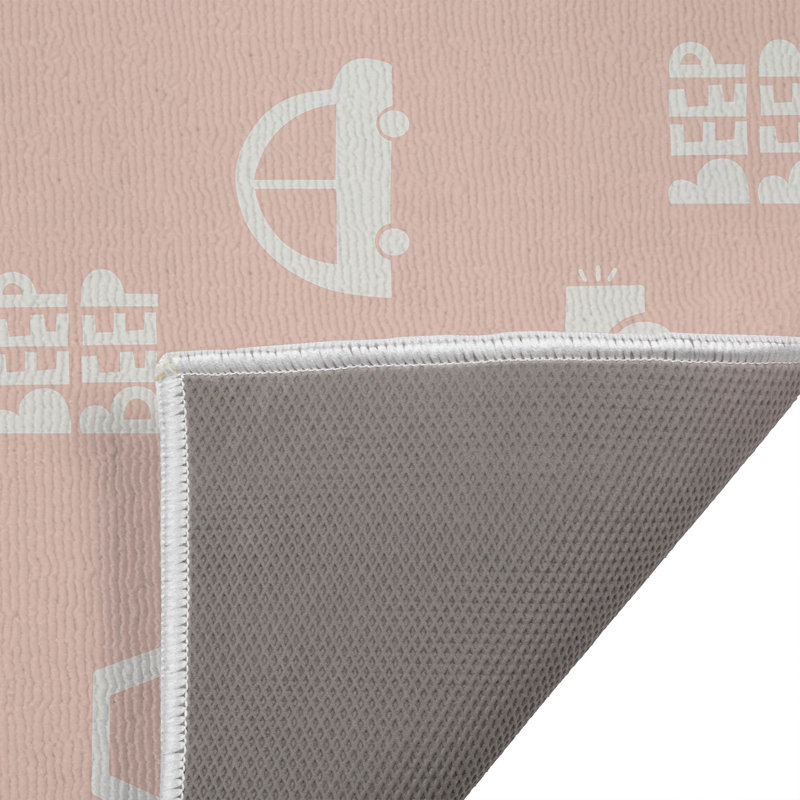 Tapis de toilette rectangulaire antidérapant Beep, Pink, Ivory