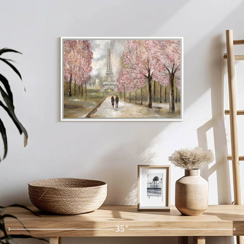 Balade à Paris, 19 po x 13 po, Cadre flottant blanc