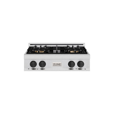 ZLINE Autograph Edition 30 in. Classic Gas Rangetop with 4 Burner DuoPro Cooktop in Satin Stainless Steel and Matte Black Accents