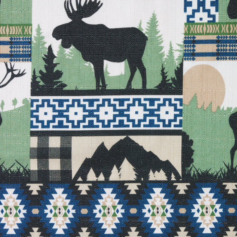 Green and Blue Rustic Plaid Moose Lodge Curtain Panel Pair