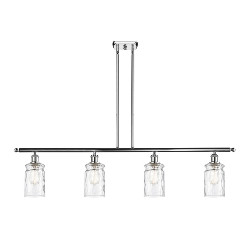 Luminaire suspendu pour îlot de cuisine à 4 lumières Binkley, Ampoule DEL rétro de 3,5 watts, Transparent, Chrome poli