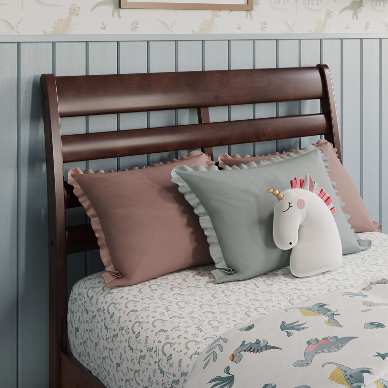 Ashmun Solid Wood Sleigh Slat Panel Headboard, Walnut, Twin