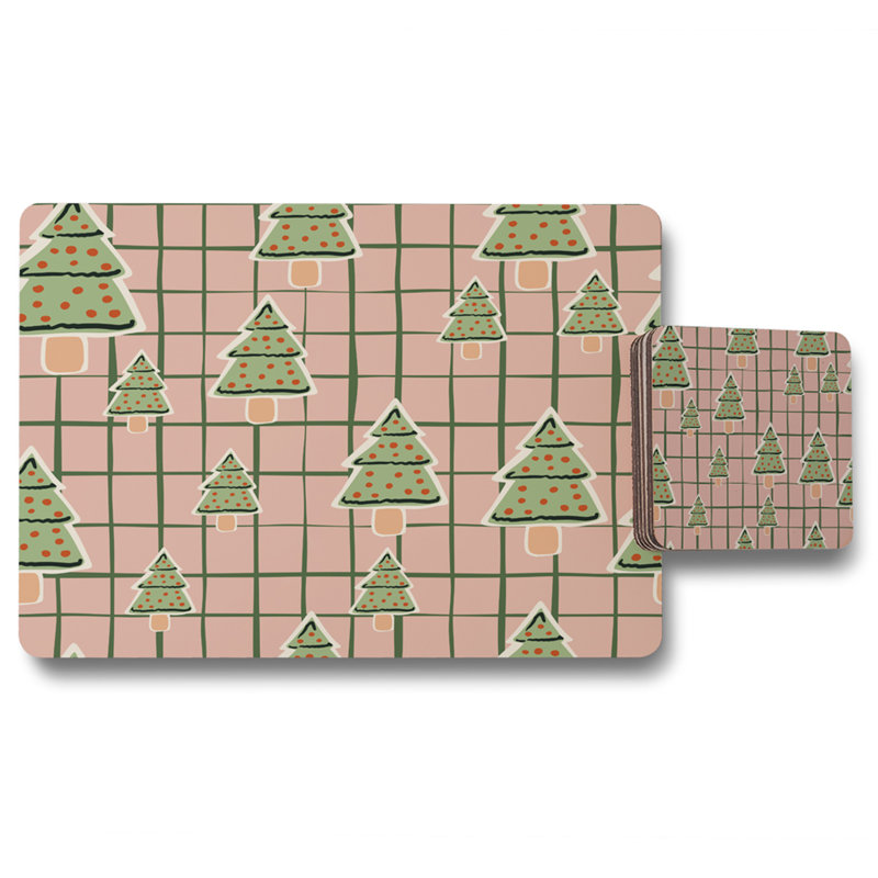 Erwin Polyester, Polyester Coated Hardwood, Wood Floral Rectangle Placemat, Coaster