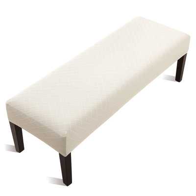 Stretch Jacquard Dining Bench Cover - Anti-Dust Removable Bench Slipcover Washable Seat Cushion Protector for Bedroom, Kitchen, Hotel, Banquet (Beige)