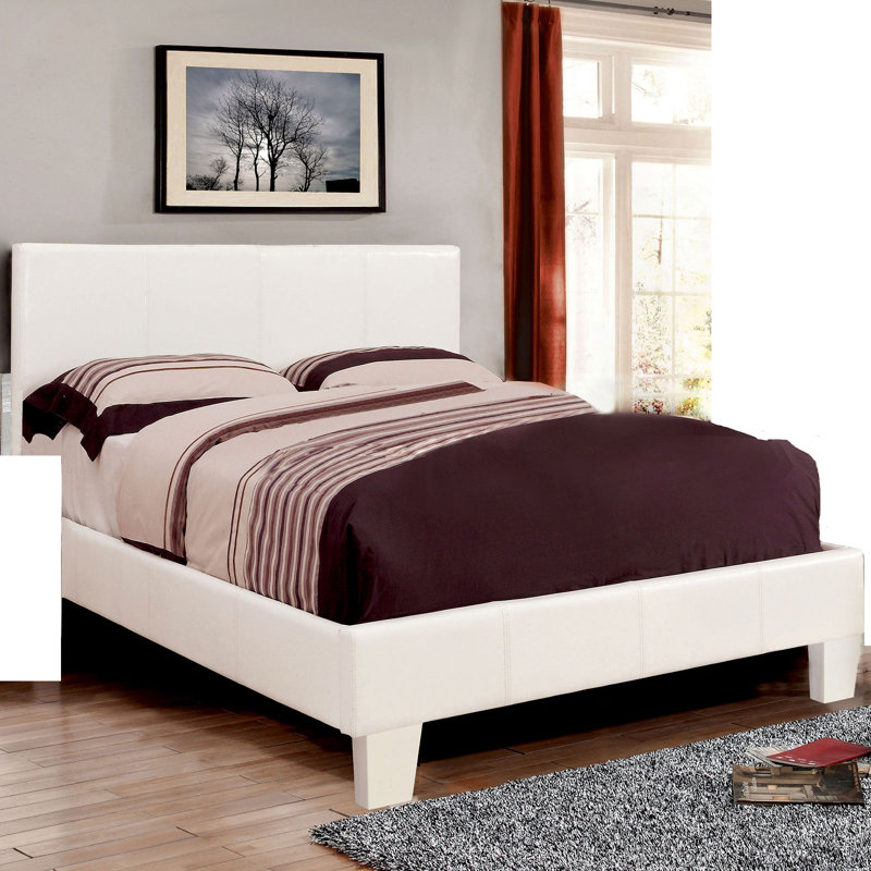 Aveiro Vegan Leather Platform Bed, White, California King