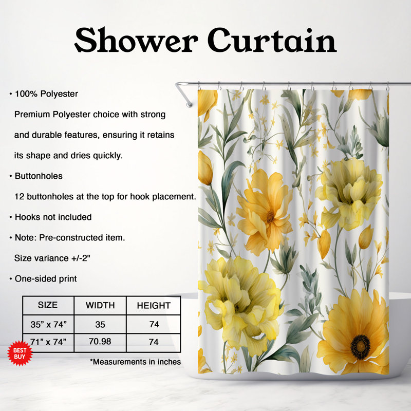 Rideau de douche standard 1 pièce Soft Paint, H 74 po x l 71 po