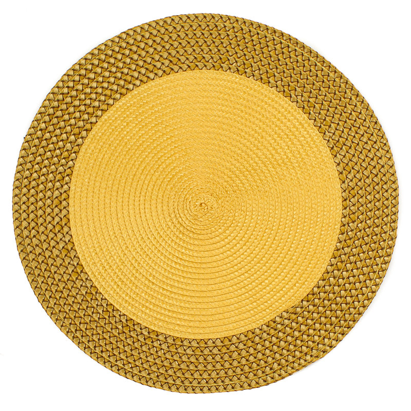 Ensemble de napperons tressés ronds 15 pouces Rome 4 pièces, Jaune