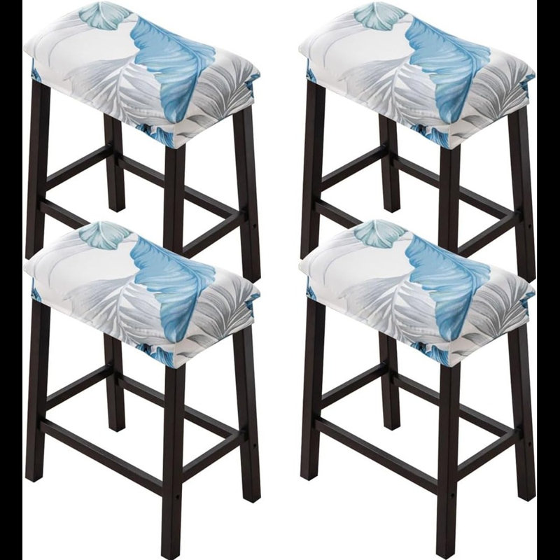 Ensemble de 4 tabourets de bar rectangulaires imprimés à hauteur de comptoir avec housses de selle et housse de protection