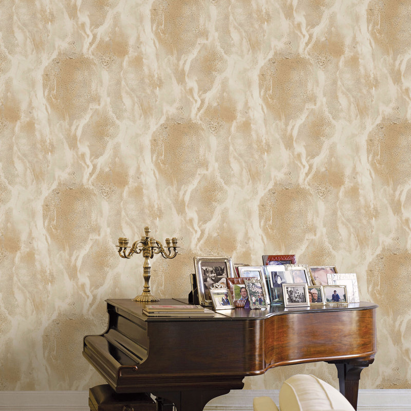 Caputo 10.05m x 1.06m Textured Matte Paste the Wall Wallpaper Roll, Beige/Yellow