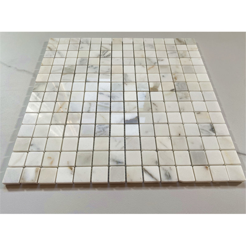 Calacatta 12" x 12" Marble Mosaic Tile, White/Gray