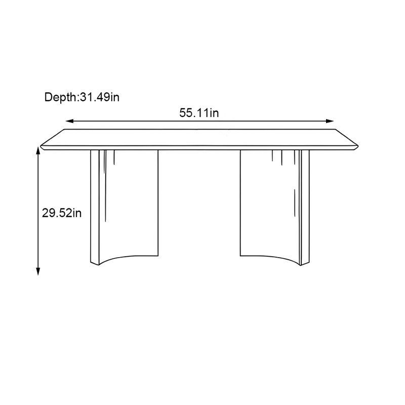 Table de salle à manger rectangulaire de luxe moderne et minimaliste, H 29,52 po x L 55,11 po x l 31,49 po