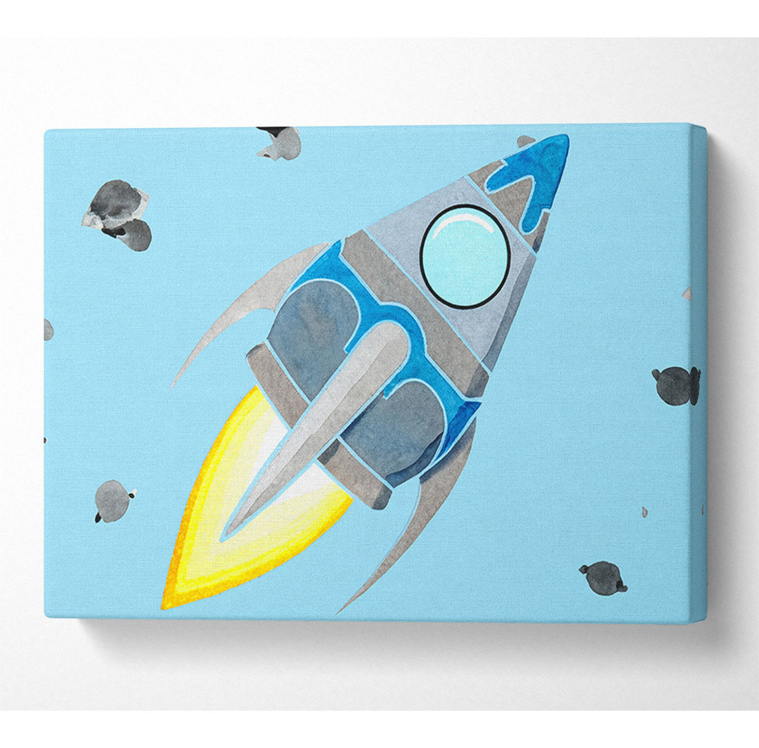 Rocket Ship Baby Blue - Kunstdrucke auf Leinwand