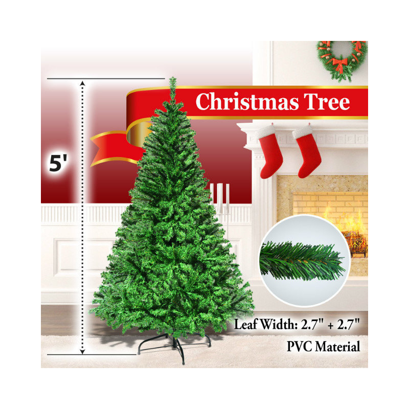 Arbre de noël artificiel pin vert 5 pi avec support en métal uni new