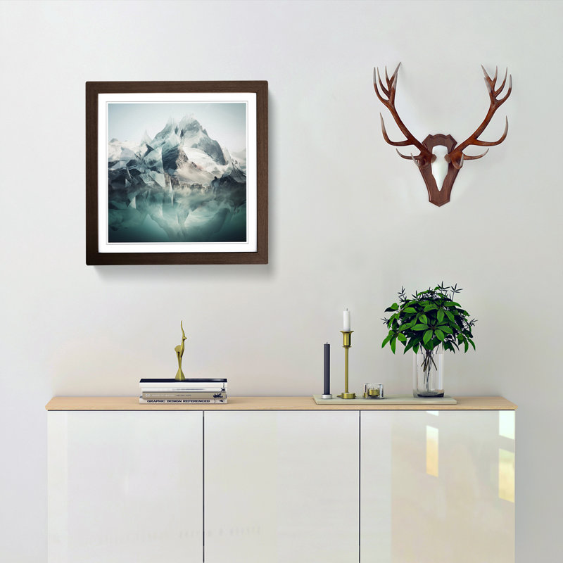 Glacier Double Exposure - Single Picture Frame Print on Wood, Walnut