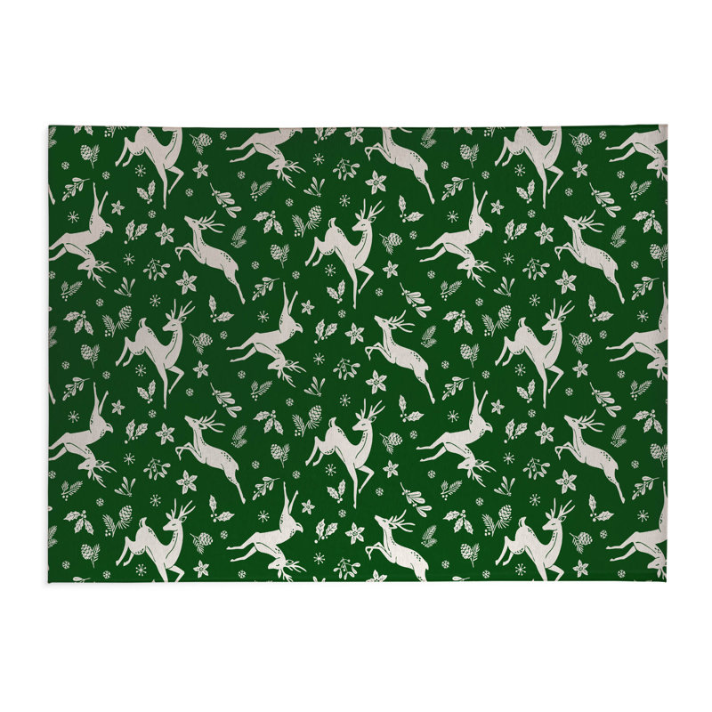 Tapis de cuisine à profil bas, Rectangulaire 3 pi x 5 pi, Vert/blanc