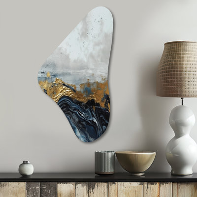 Art mural gris asymétrique moderne abstrait et contemporain en forme de Boomerang abstrait III