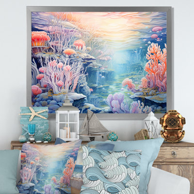 «Turquoise and Pink Underwater World I», reproduction sur toile