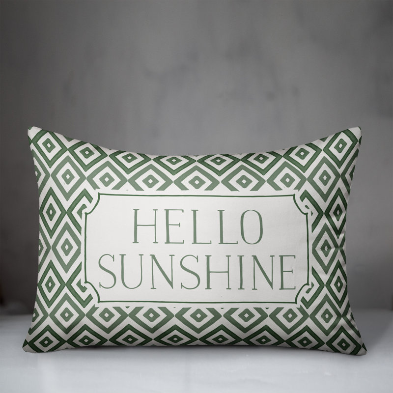 Housse de coussin rectangulaire d'extérieur Hello Sunshine, Vert