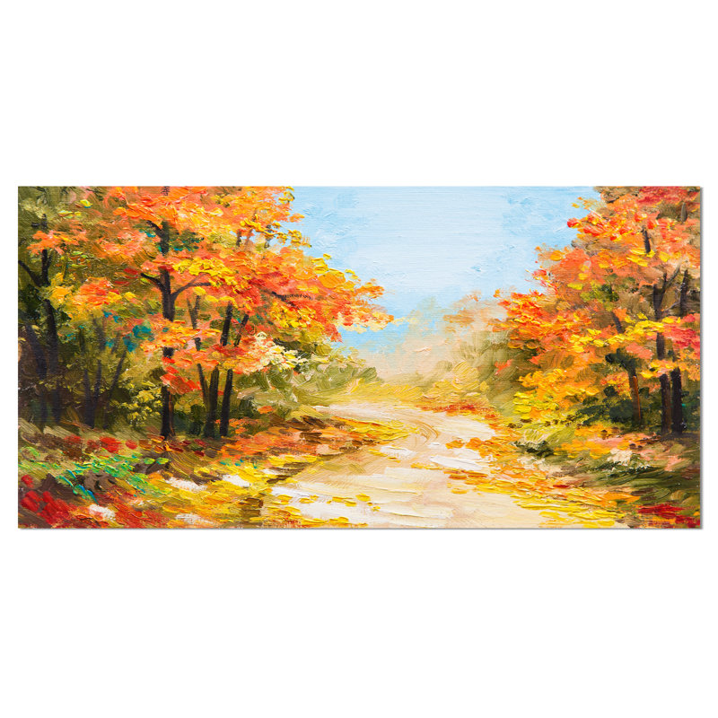«Path in Autumn Forest Landscape», reproduction sur toile tendue, H 16 po x l 32 po x P 1 po
