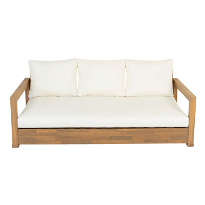 67.5"W Acacia Wood Straight Patio Daybed with Cushions