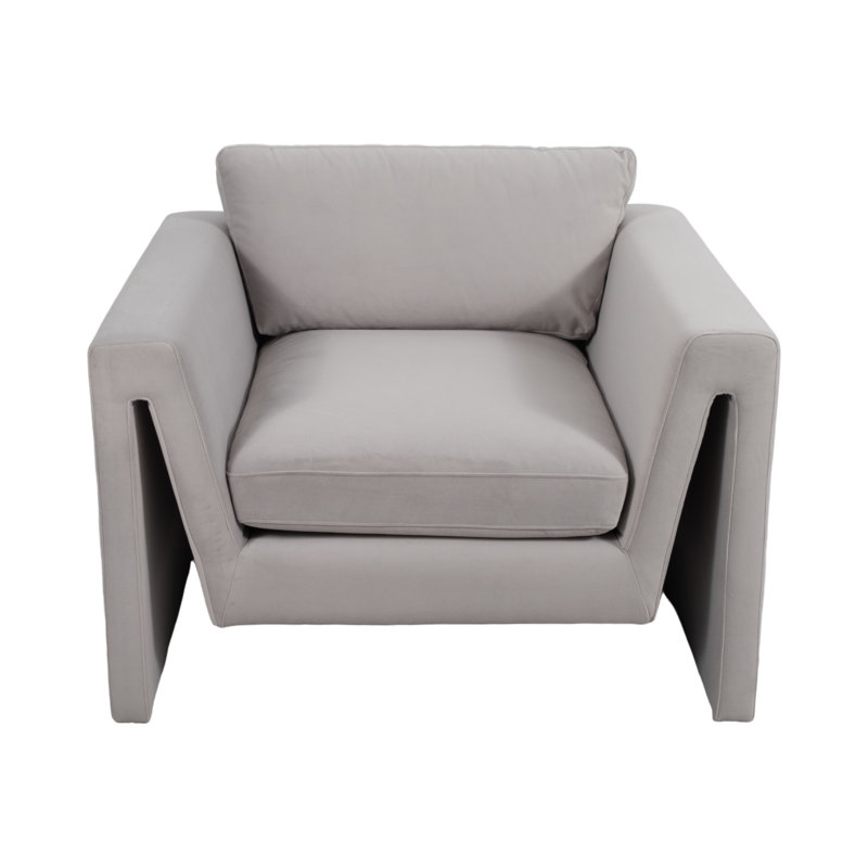 Chaise de salon moderne en velours - silhouette géométrique contemporaine - 41 po, gris 