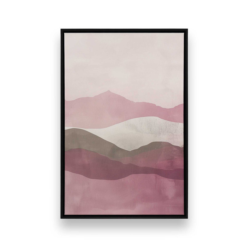 Ensemble de 3 brumines rose Fluorite, H 19 po x l 39 po, Cadre flottant noir satiné