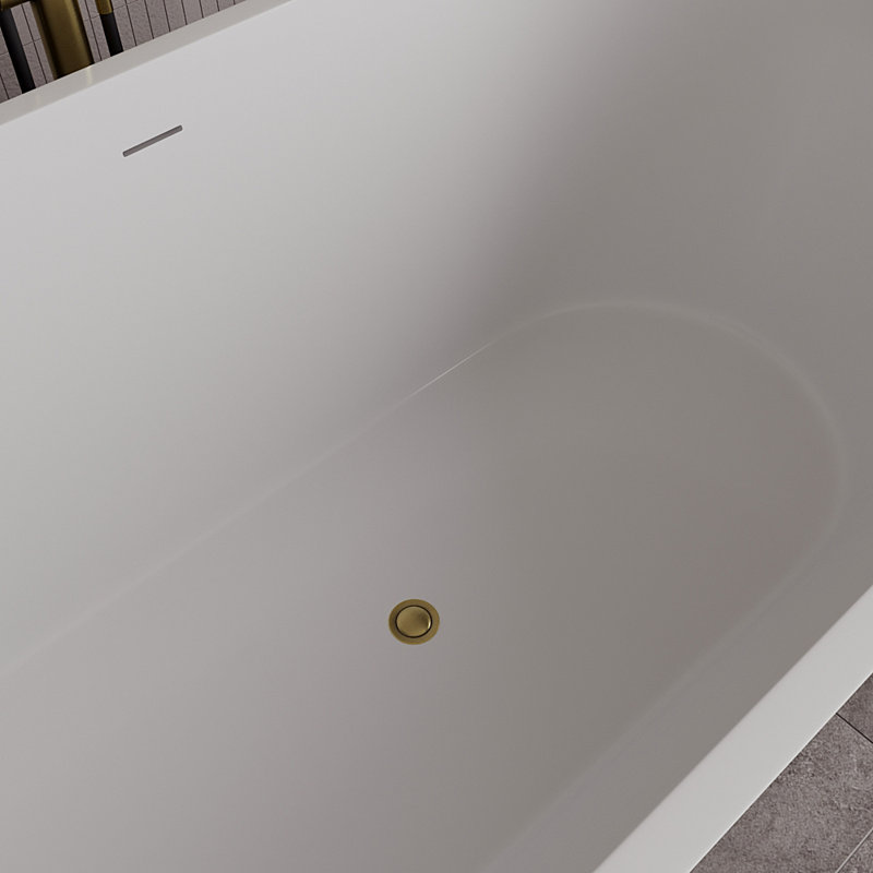 59" Streamline Soaking Freestanding Tub With Internal Drain, Brushed Brass