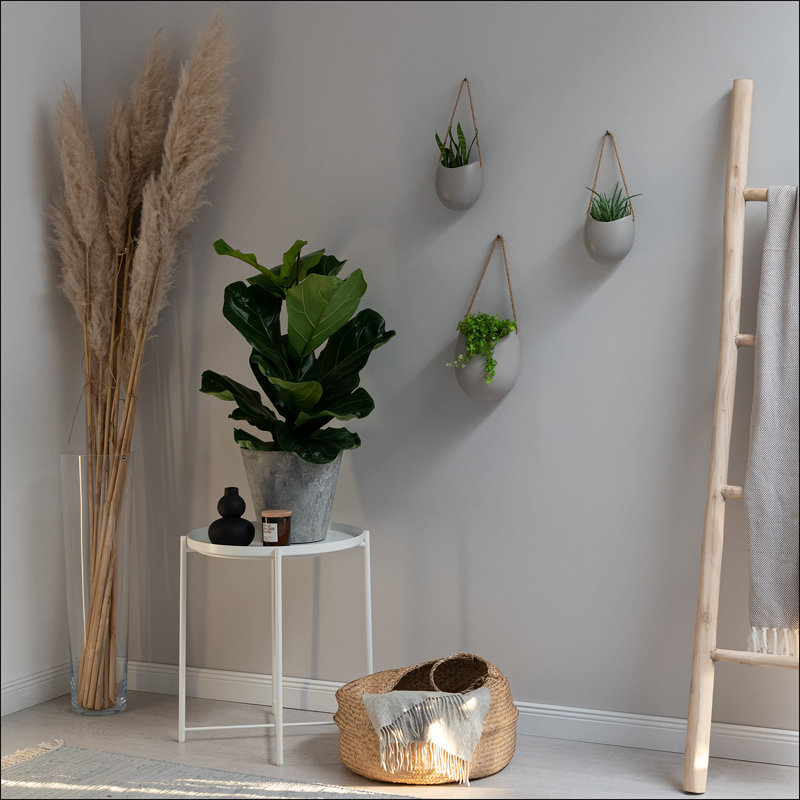 Pots de plantes suspendus en céramique 3 pièces, Gris clair