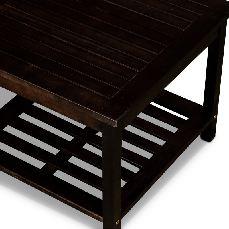 Élégant plateau en eucalyptus à 2 tablettes - pour la table de relaxation extérieure, résistance à la décomposition