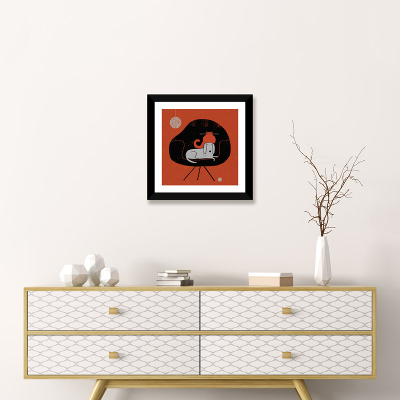 «Retro Nap» par Terry Runyan - impression, H 16 po x l 16 po x p 1 po, Papier encadré noir, Blanc