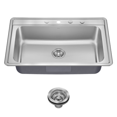 KRAUS Premier 33” Drop In / Top Mount Double Bowl 18-Gauge Stainless Steel Kitchen Sink