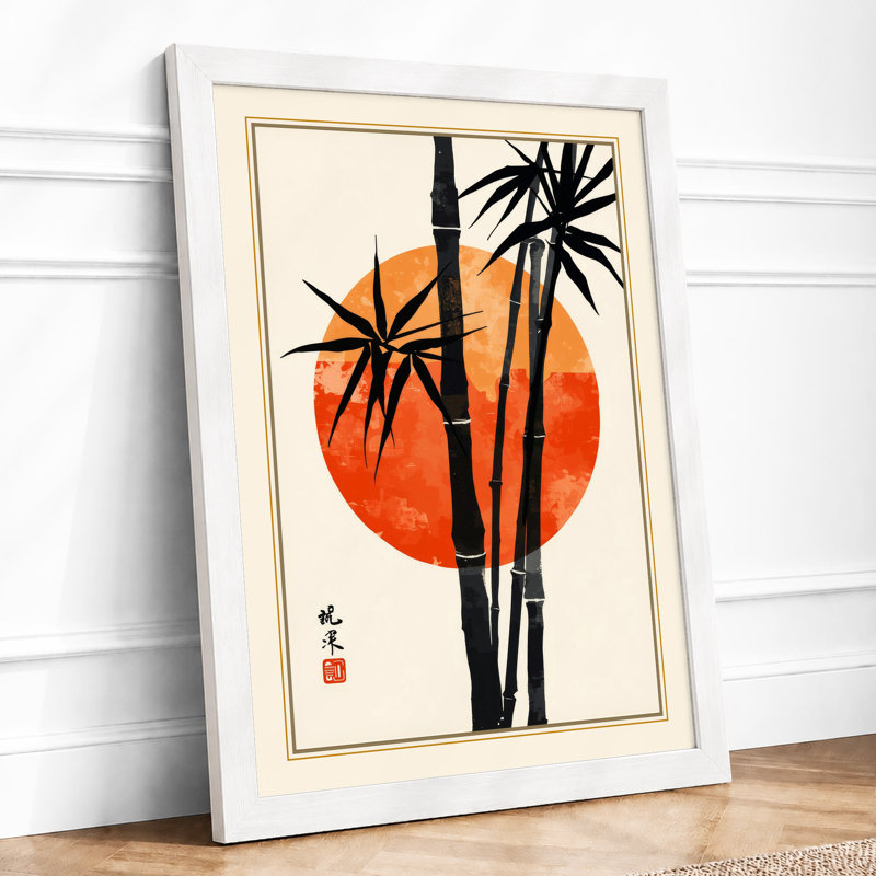Bamboo Under Moon Japandi - Framed Print, A4 - 29.7 x 21.0 cm, White