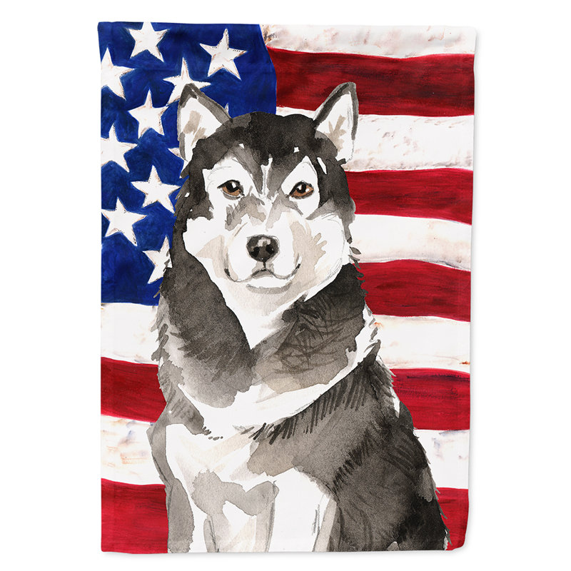 Drapeau de maison en polyester à 2 côtés Shahnur, Malamute d’Alaska noir