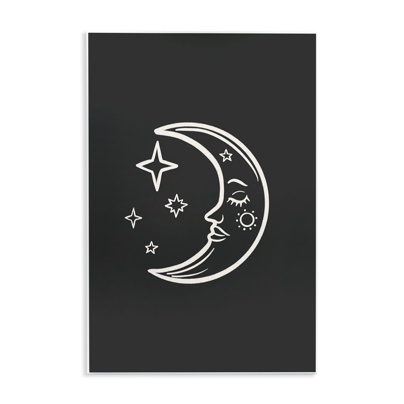 Lune et étoiles sur art mural noir par JJ Design House LLC, H 19 po x l 13 po