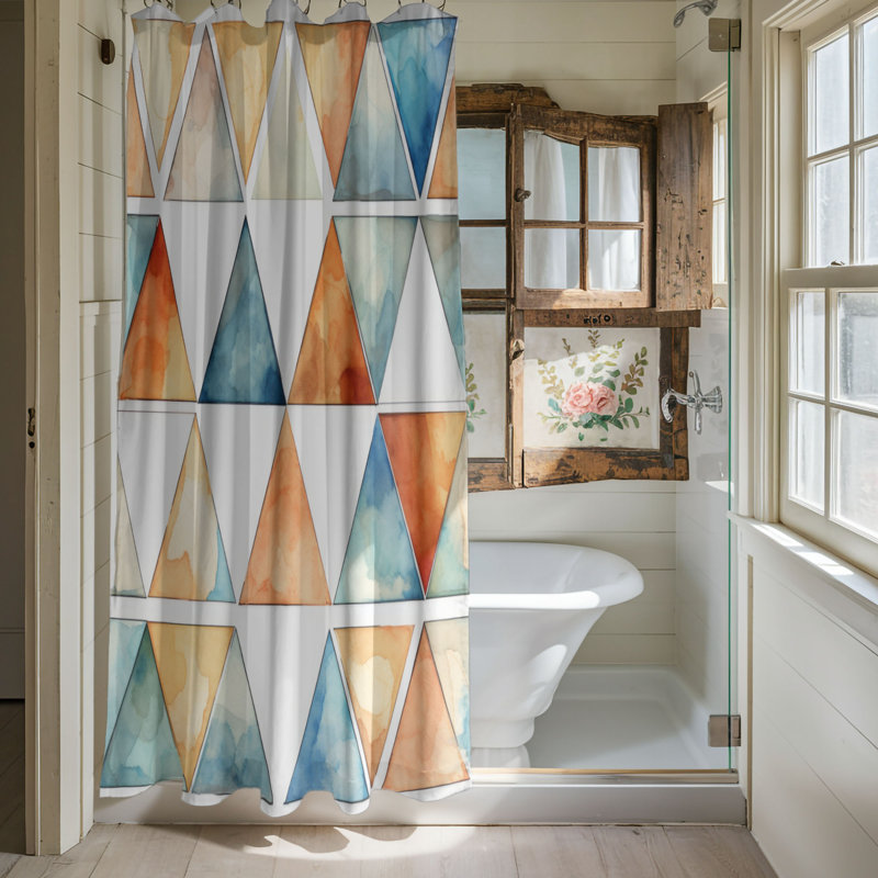 Delicate Polygonal Patterns - Rideau de douche Premium, H 74 po x l 71 po