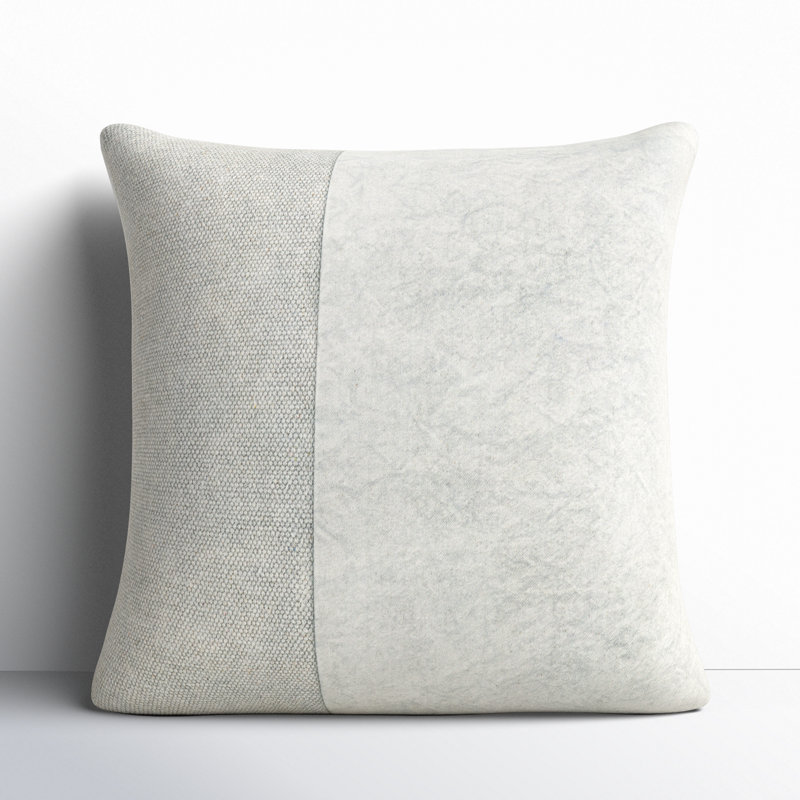 Janesa 20" x 20" Light Gray Cotton Throw Pillow