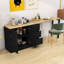 Buffet 3 tiroirs en bois avec table coulissante et armoire de rangement avec tablettes réglables-1357844054