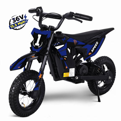 Kids Motorcycle 36V, 15.5 MPH Ride On Dirt Bike with Adjustable Speed Modes for Ages 5-10, Blue