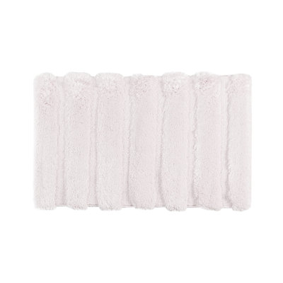 Tapis pour salle de bain 21 x 34 po rosé, rayé, résistant à la décoloration et à la décoloration, dossier antidérapant, facile à nettoyer à 100%, motif rayé, envers, décoration de salle de bain lavable
