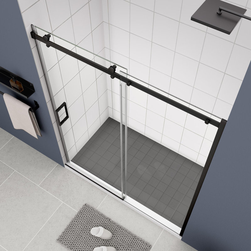 46"-48"W x 74"H Aluminum Framed Bathroom Door with Towel Bar