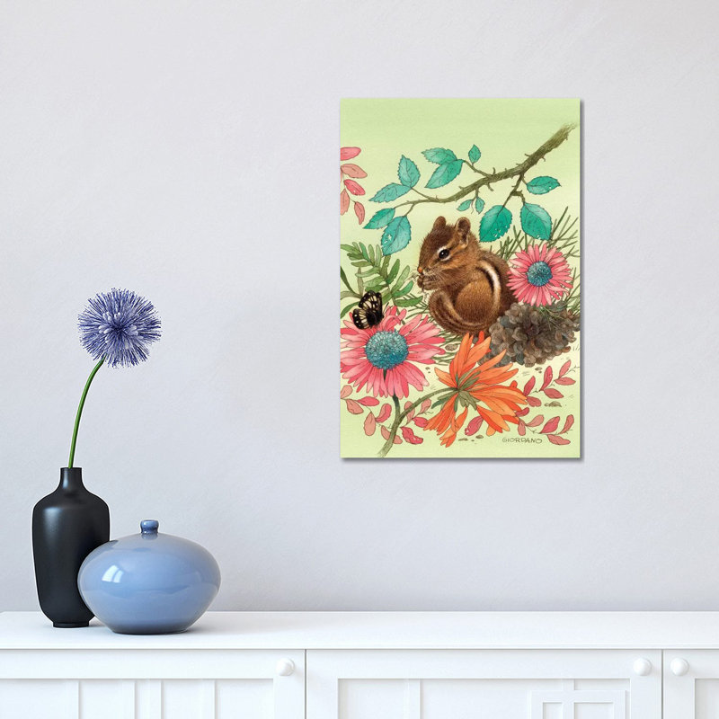 Chipmunk's Friend 1 Piece Wrapped Canvas Wall Art, 30.48 cm H x 45.72 cm W