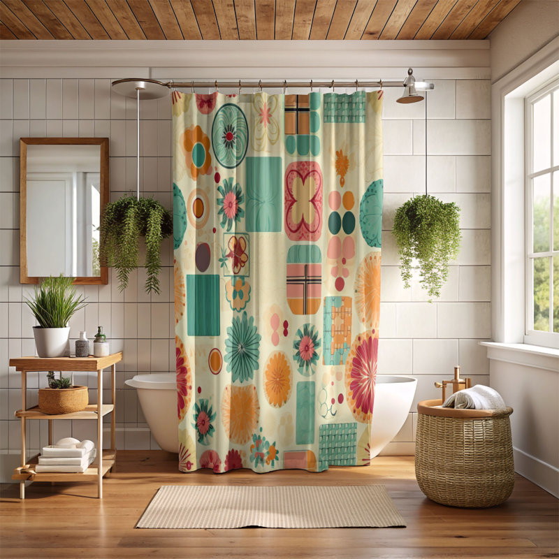 Classic Blossom - Rideau de douche Premium, H 74 po x l 71 po