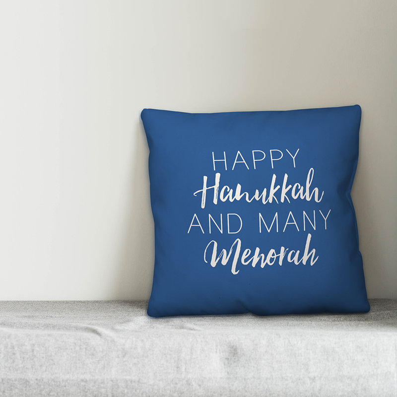  Housse de coussin Many Menorah, 16 po x 16 po, Polyester/ Bourre en polyester
