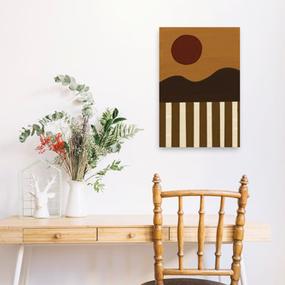 «Minimalist Desert Sun», impression de paysage géométrique minimaliste montagne