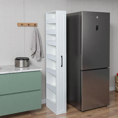 Chariot de rangement escamotable à 7 niveaux - Tablette ouverte d'un côté pour les espaces étroits de cuisine, de buanderie et de salon