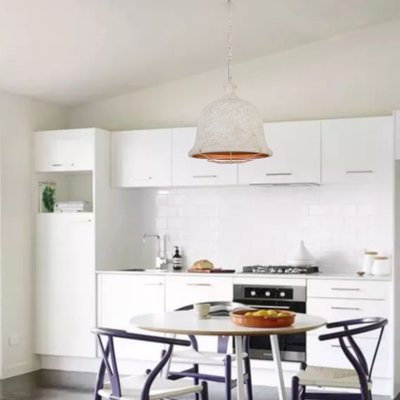 Delal 1 - Light Unique Dome Pendant with Wrought Iron Accents